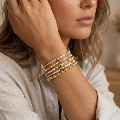 14K Gold Plated Pearl Beaded Cross Bracelets Stack Set for Women,Stretch Boho Colorful Christian Beads Ball Jewelry Friendship Summer Trendy Gift