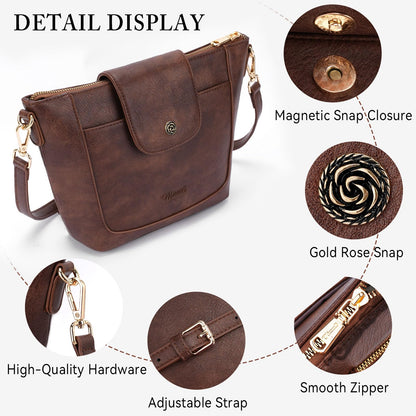 Crossbody Purses for Women Vegan Leather Small Crossbody Bags with Adjustable Strap Lightweight Travel Shoulder Bag