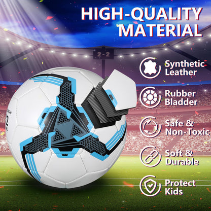 Tradder 4 Pack Soccer Ball with Pump Size 3 4 5 Deflated Soccer Ball for Outdoor Indoor Game Sport Practice Training Gift for Kid Youth Teen Adult Charity Donation