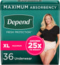Depend Fresh Protection Adult Diapers, Incontinence Underwear for Women, Disposable, Maximum, XXL, Blush, 44 Count (2 Packs of 22), Packaging May Vary