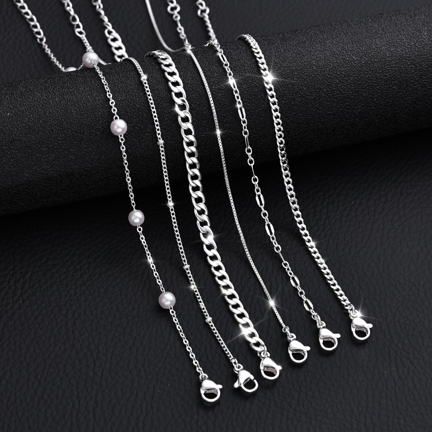 Dainty Simple Gold Bracelets for Women, Stackable Satellite Paperclip Lip Bracelet Set Tiny Lip Dot Chain Box Link for Handmade Gift Minimalist Cute Trendy Jewelry Gold Accessories for Women