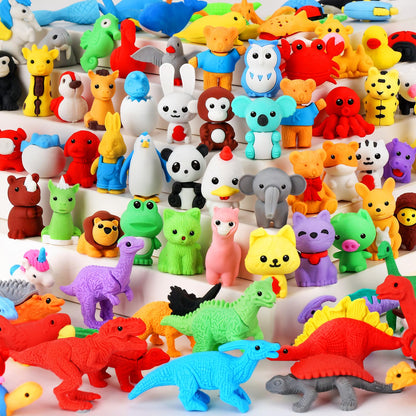 URSKYTOUS 60Pcs Animal Erasers Desk Pets for Kids,Classroom Prizes | Bulk Puzzle Erasers Toys,Party Favors,Back to School,Treasure Chest,Goodie Bag Stuffers,Easter Egg Fillers,Stocking Stuffers