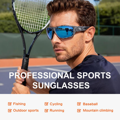 suoso Sports Polarized Sunglasses for Men: Women UV400 Protection Wrap Around Sun Glasses for Golf Fishing Running Driving