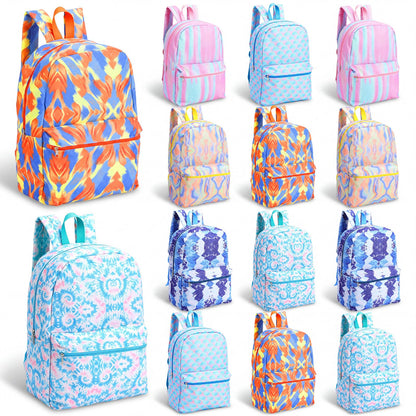 Amylove 12 Pack Backpack in Bulk 17 inch Lightweight Outdoor Travel Bag Classic Bookbags Bulk for Travel Middle High (Colorful,Lovely)