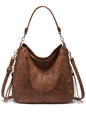 Realer Hobo Crossbody Bags for Women Designer Faux Leather Hobo Handbags Retro Large Size Shoulder Bag Bucket Purse