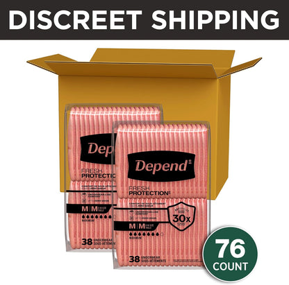 Depend Fresh Protection Adult Diapers, Incontinence Underwear for Women, Disposable, Maximum, XXL, Blush, 44 Count (2 Packs of 22), Packaging May Vary