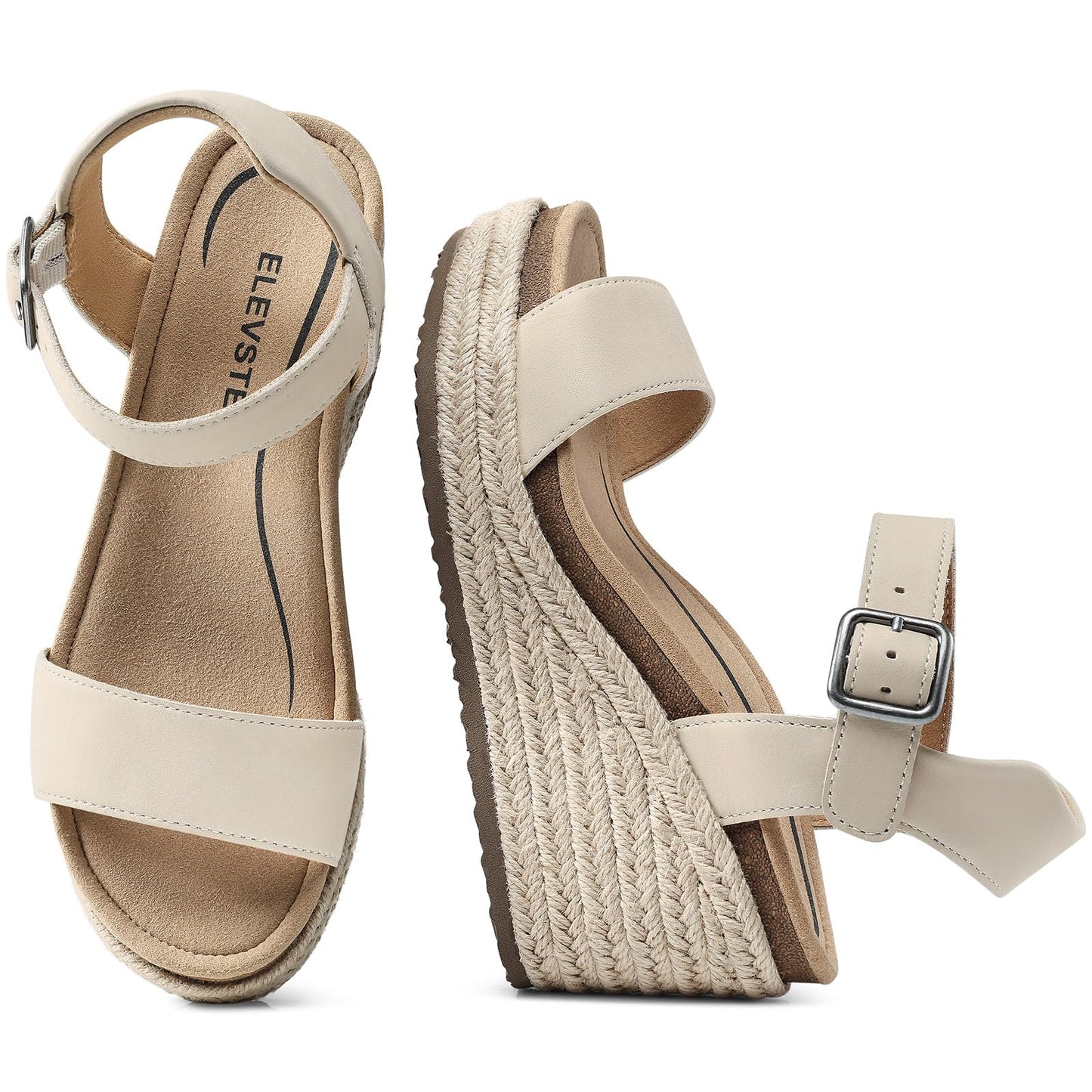Women's Orthopedic Wedge Sandals: Arch Support Genuine Leather Platform Espadrilles - Comfortable Open Toe Casual Summer Sandals