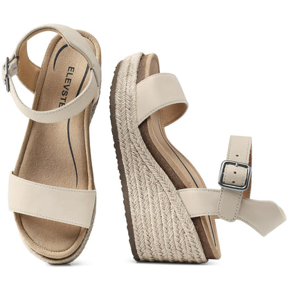 Women's Orthopedic Wedge Sandals: Arch Support Genuine Leather Platform Espadrilles - Comfortable Open Toe Casual Summer Sandals