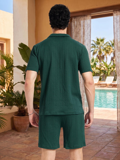 yuyangdpb Men's 2 Piece Summer Vacation Outfits Polo Shirt & Shorts Set | Breathable Textured Knit Fabric, Stretchy, Soft, Moisture-wicking, Lightweight, Ideal for Beach Casual Tracksuit, M-2XL