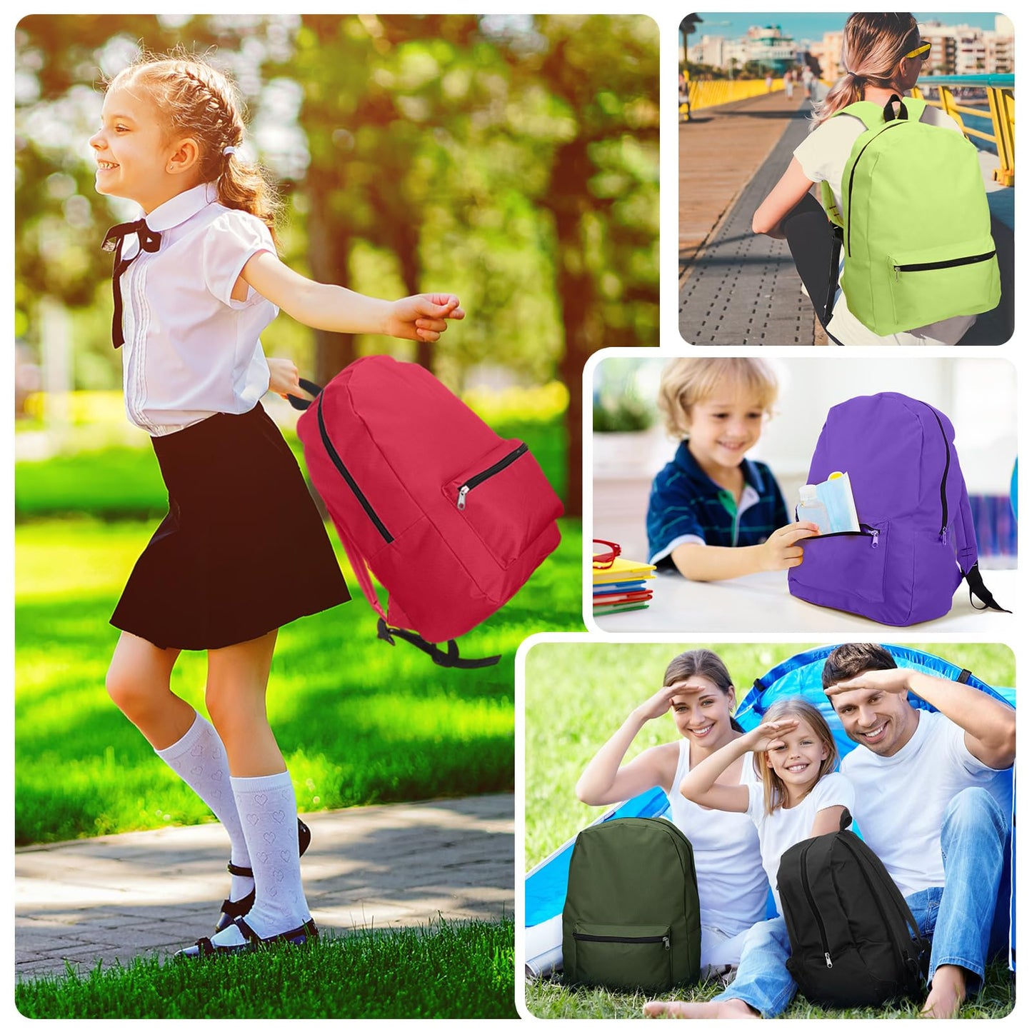 Amylove 12 Pack Backpack in Bulk 17 inch Lightweight Outdoor Travel Bag Classic Bookbags Bulk for Travel Middle High (Colorful,Lovely)