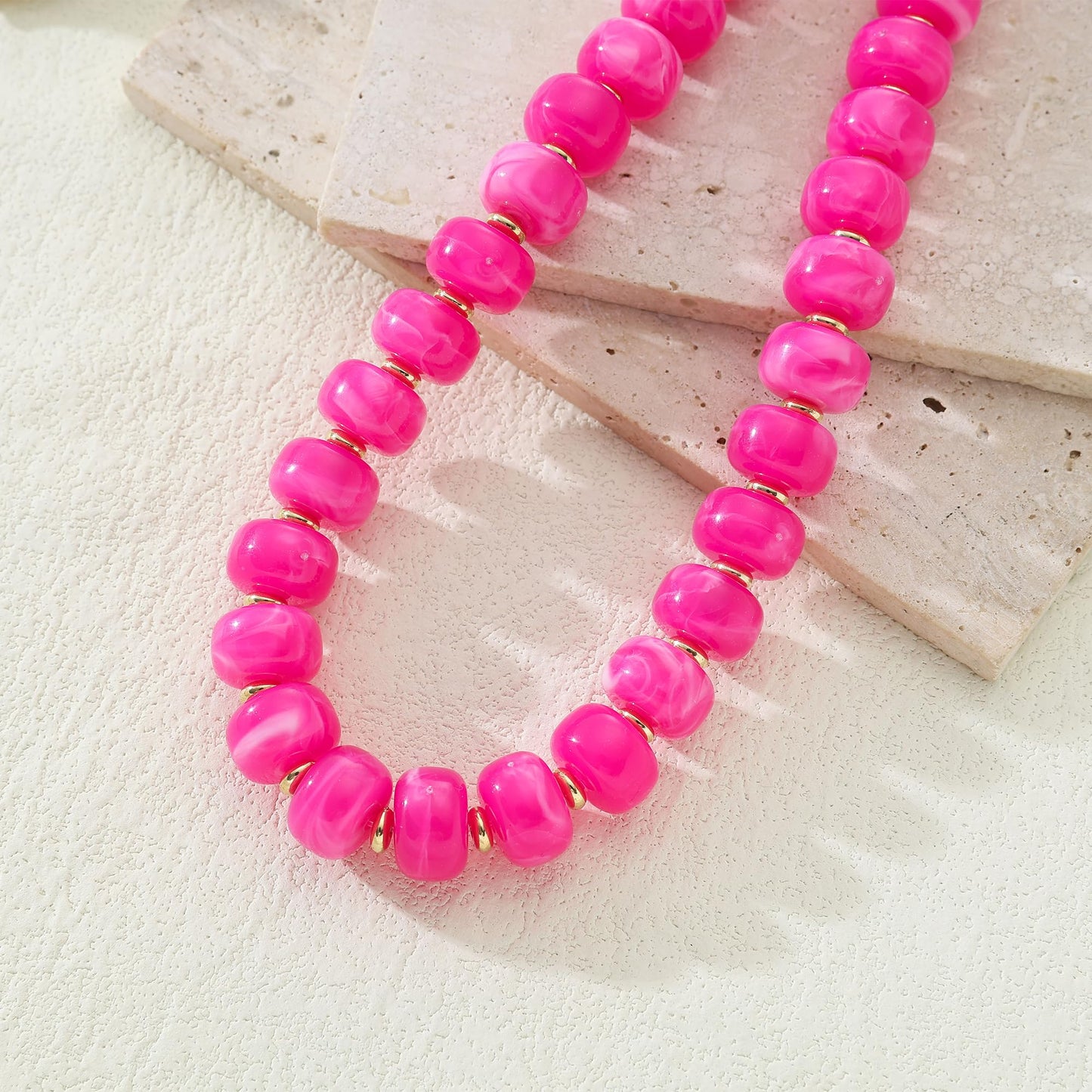 Chunky Beaded Choker Necklace for Women Summer Beach Acrylic Beads Necklaces Trendy Boho Statement Colorful Necklace Jewelry Accessories