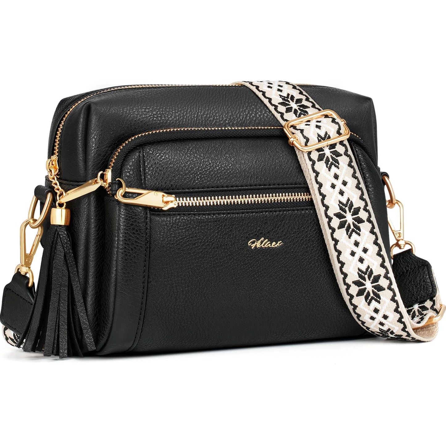 Small Leather Crossbody Bags for Women Anti theft Purses and Handbag Shoulder Hangbag with Wide Strap Tassel