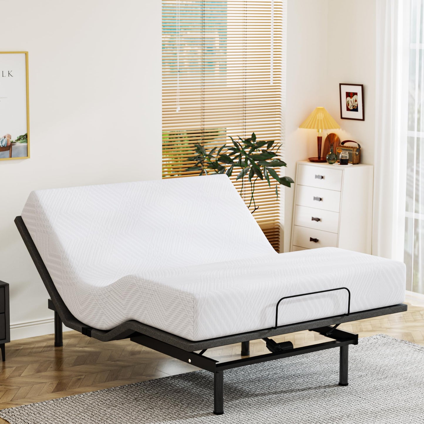 Dyonery Twin XL Adjustable Bed Base Frame with Wireless Remote + 12 Inch Twin XL Gel Memory Foam Mattress Bed in a Box, Head and Foot Incline, Zero Gravity, Fiberglass Free, 80" × 38"