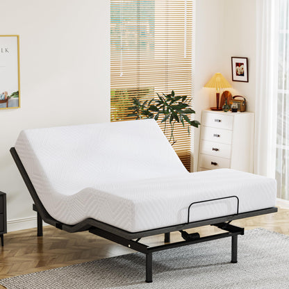 Dyonery Twin XL Adjustable Bed Base Frame with Wireless Remote + 12 Inch Twin XL Gel Memory Foam Mattress Bed in a Box, Head and Foot Incline, Zero Gravity, Fiberglass Free, 80" × 38"
