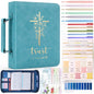 XKDOUS 20 Pcs Bible Case Set with Tabs, Pens, Study Supplies Carrier Holder Portable Men's Bible Bag Church Book Leather Cover Father Day Christian Gift for Dad, Mom, Men, Women