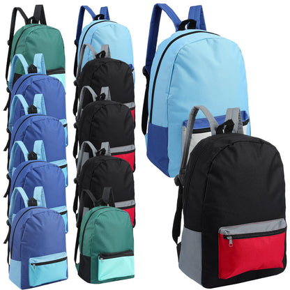 Amylove 12 Pack Backpack in Bulk 17 inch Lightweight Outdoor Travel Bag Classic Bookbags Bulk for Travel Middle High (Colorful,Lovely)