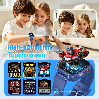 Transformers 4G Kids Smart Watch Phone, GPS, Video Call, Waterproof - Pink | Smartwatch for Boys Girls Ages 4-12, Class Mode, SOS, Camera, Alarm, Touch Screen, Gifts with Bonus Woven Strap & SIM Card