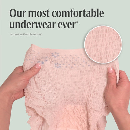 Depend Fresh Protection Adult Diapers, Incontinence Underwear for Women, Disposable, Maximum, XXL, Blush, 44 Count (2 Packs of 22), Packaging May Vary