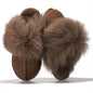 Project Cloud Genuine Leather Slippers for Women with Genuine Fur Lining, Non-Slip Indoor/Outdoor Clog Mule Slippers, Memory Foam Insole