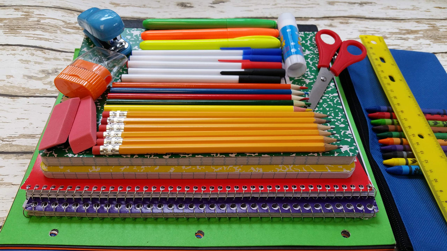 Trail maker School Supplies Kit 45 Piece School Supply Kit Grades K-12 – Back to School Essentials Includes Folders Notebooks Pencils Pens and Much More!