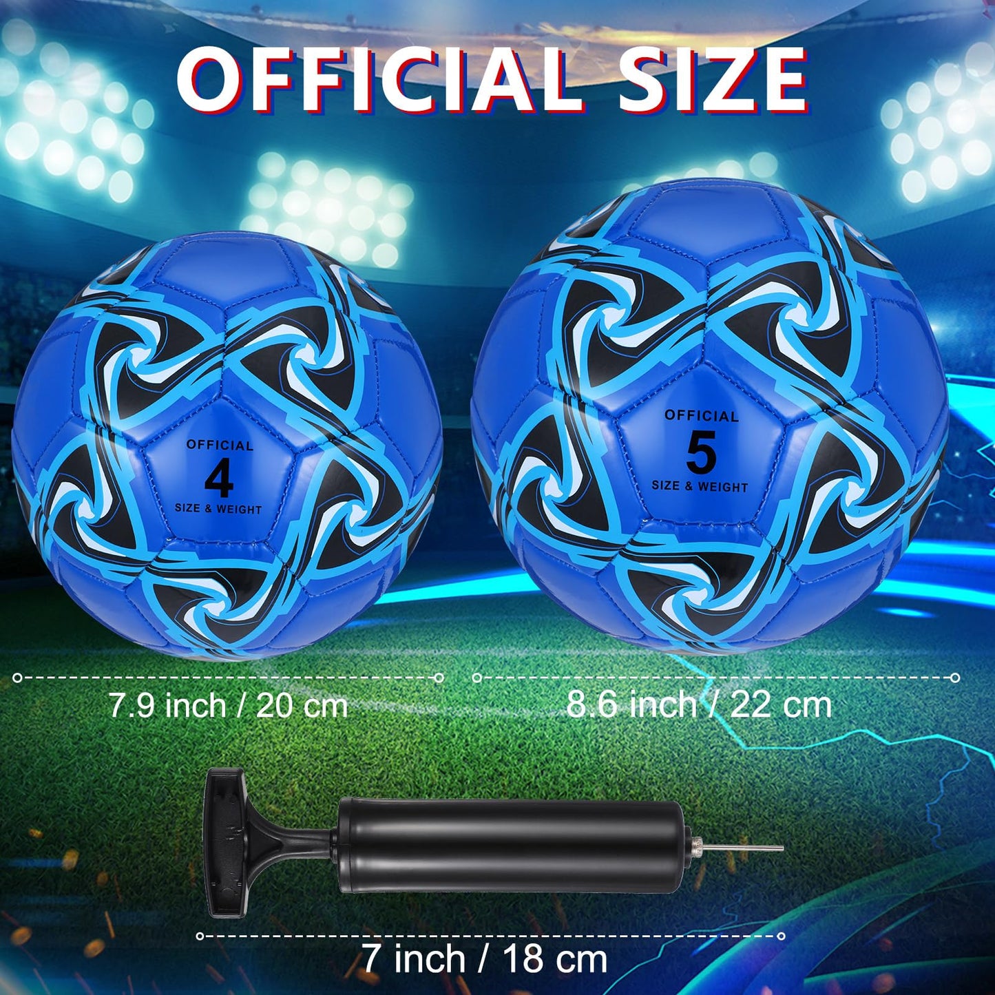 Tradder 4 Pack Soccer Ball with Pump Size 3 4 5 Deflated Soccer Ball for Outdoor Indoor Game Sport Practice Training Gift for Kid Youth Teen Adult Charity Donation