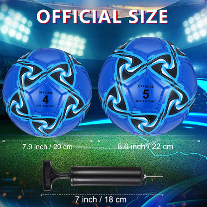 Tradder 4 Pack Soccer Ball with Pump Size 3 4 5 Deflated Soccer Ball for Outdoor Indoor Game Sport Practice Training Gift for Kid Youth Teen Adult Charity Donation