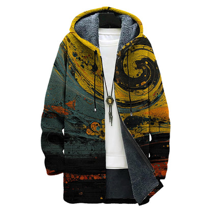 domirica Mens Hooded Cardigan Japanese Art Zip Up Long Sleeve Sweater Hoodie Dragon Print Coat with Pockets