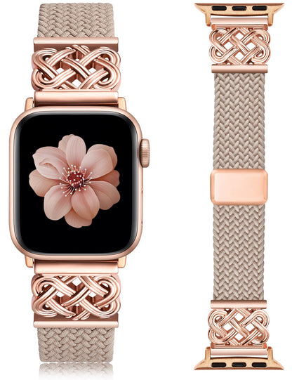 TOYOUTHS Braided Magnetic Band Compatible with Apple Watch Bands 38/40/41/42/44/45/46/49mm Women Men, Dressy Celtic Metal Stretchy Elastic Strap for iWatch Series 11 10 9 8 7 6 5 4 SE/Ultra 3 2 1