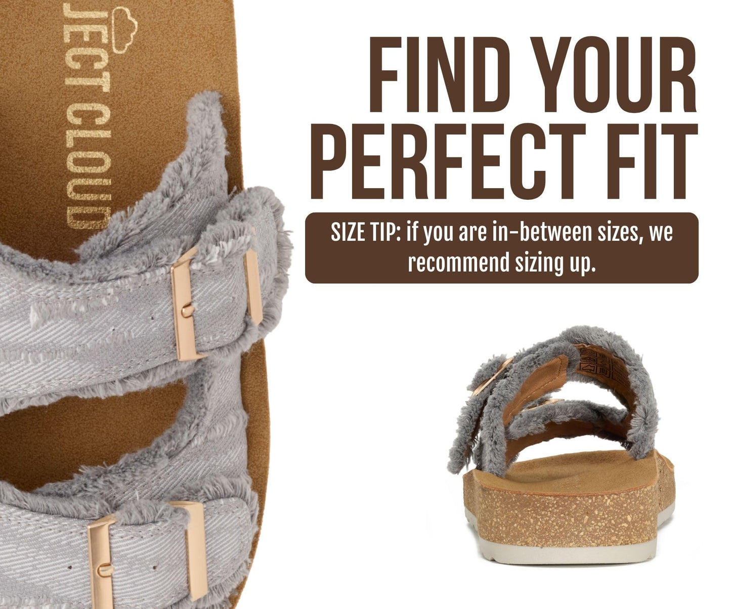 Project Cloud Comfortable Womens Sandals Platform Sandals for Women (Light) | Lightweight Plush Soft Insole Buckle Non Slip Durable Fashion Frayed Footwear Casual Beach Summer Everyday Style All Day Wear