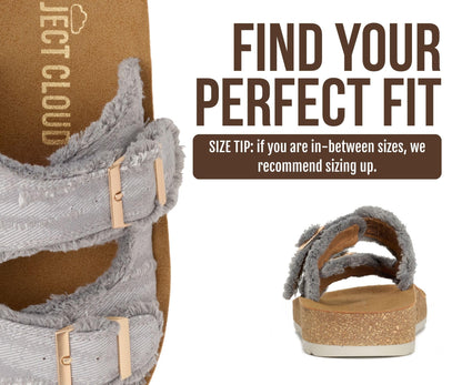 Project Cloud Comfortable Womens Sandals Platform Sandals for Women (Light) | Lightweight Plush Soft Insole Buckle Non Slip Durable Fashion Frayed Footwear Casual Beach Summer Everyday Style All Day Wear