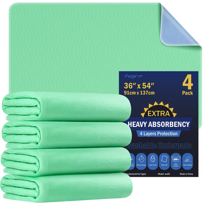 4 Pack 24” x 24” Extra Heavy Absorbency Washable Underpads, Waterproof Nursing Pads Incontinence Bed Pads, Reusable Washable Pee Pads for Dogs, Diaper Changing & Adults, Washable Puppy Pads