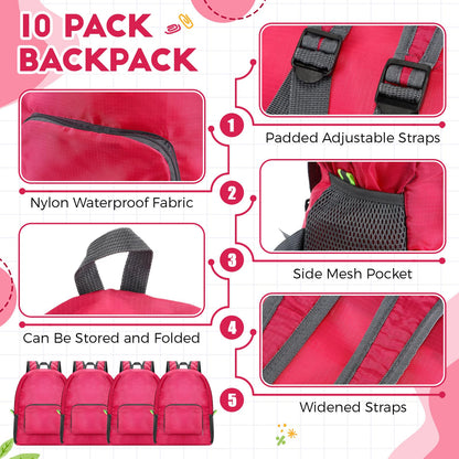 Jexine 10 Pcs Backpacks in Bulk 16.5 Inches Back Pack Basic Backpack for Adult Lightweight Outdoor Travel Book Bags(Sunny Pastel)