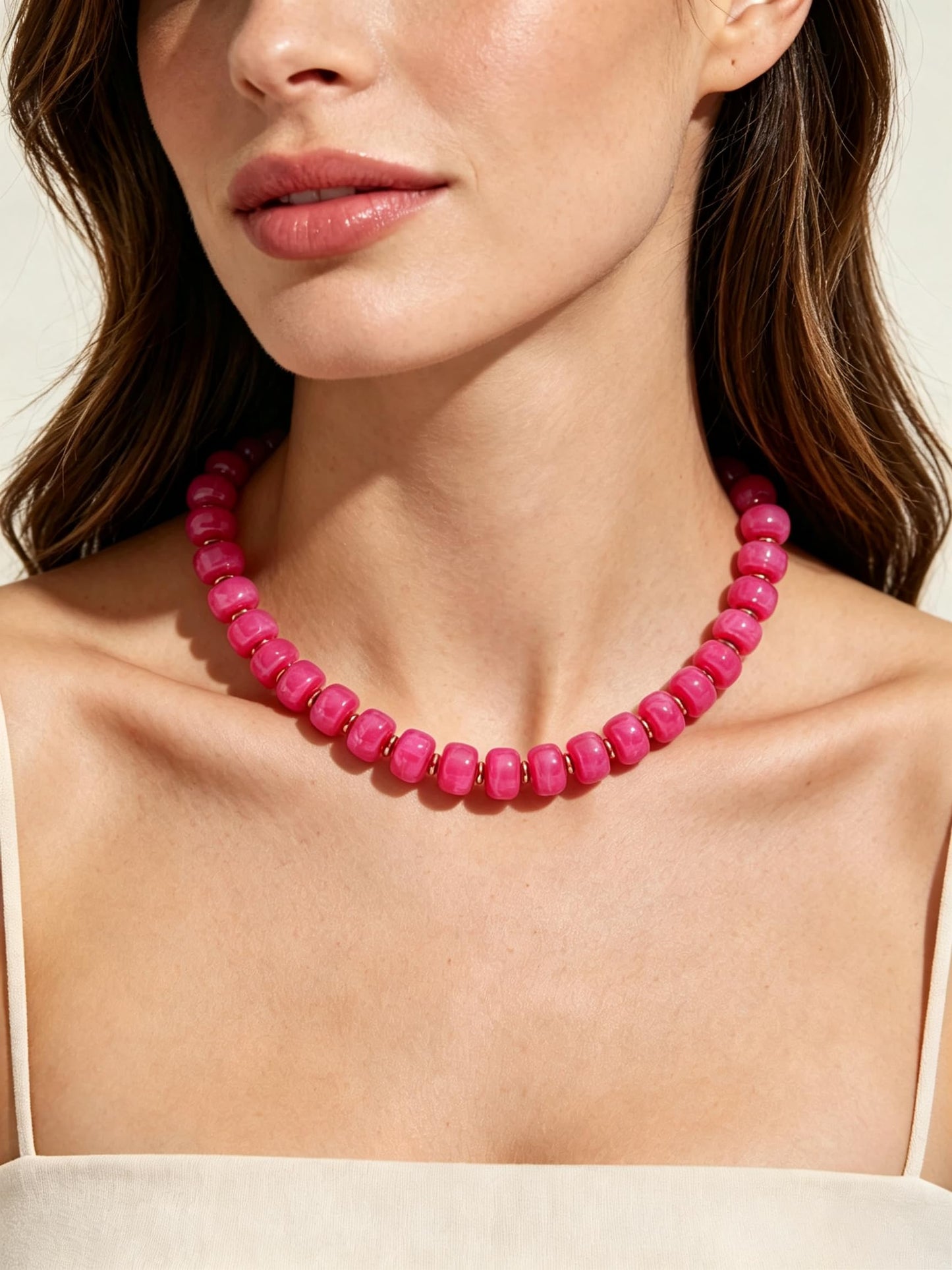 Chunky Beaded Choker Necklace for Women Summer Beach Acrylic Beads Necklaces Trendy Boho Statement Colorful Necklace Jewelry Accessories