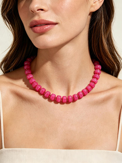 Chunky Beaded Choker Necklace for Women Summer Beach Acrylic Beads Necklaces Trendy Boho Statement Colorful Necklace Jewelry Accessories
