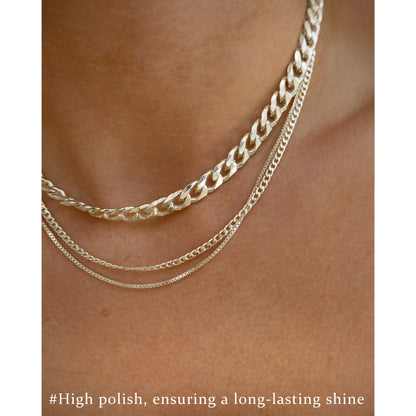 3PCS Gold Necklaces for Women,Chunky Statement Gold Plated Necklace Stack Layered Sterling Silver Herringbone Chains for Women Dainty Trendy Silver Chains Stacked Jewelry Gifts