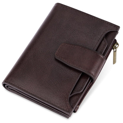 Airkit Small Wallet Women RFID Blocking Soft Leather Bifold Compact Card Holder Wallet for Women with Zipper Coin Pocket 4 ID Window