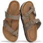 Project Cloud 100% Genuine Leather Womens Sandals -Lightweight Womens Slides Memory Foam Insole & Cork Footbed Sandals Women - Non-Slip Beach Essentials Summer Sandals for Women 2026 (Lian)