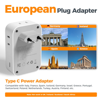 TESSAN 2 Pack European Travel Plug Adapter, Europe Power Converter