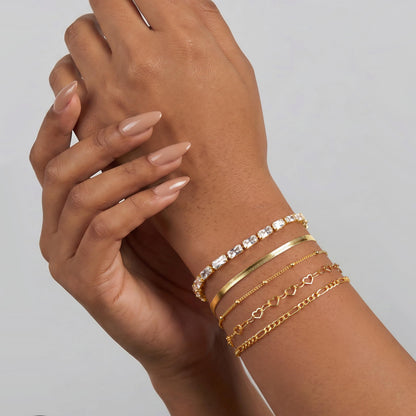 Dainty Simple Gold Bracelets for Women, Stackable Satellite Paperclip Lip Bracelet Set Tiny Lip Dot Chain Box Link for Handmade Gift Minimalist Cute Trendy Jewelry Gold Accessories for Women