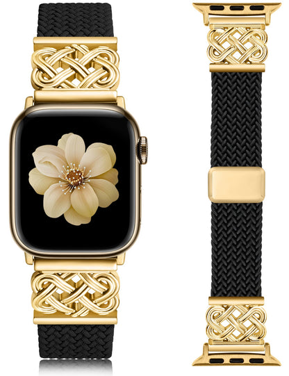 TOYOUTHS Braided Magnetic Band Compatible with Apple Watch Bands 38/40/41/42/44/45/46/49mm Women Men, Dressy Celtic Metal Stretchy Elastic Strap for iWatch Series 11 10 9 8 7 6 5 4 SE/Ultra 3 2 1