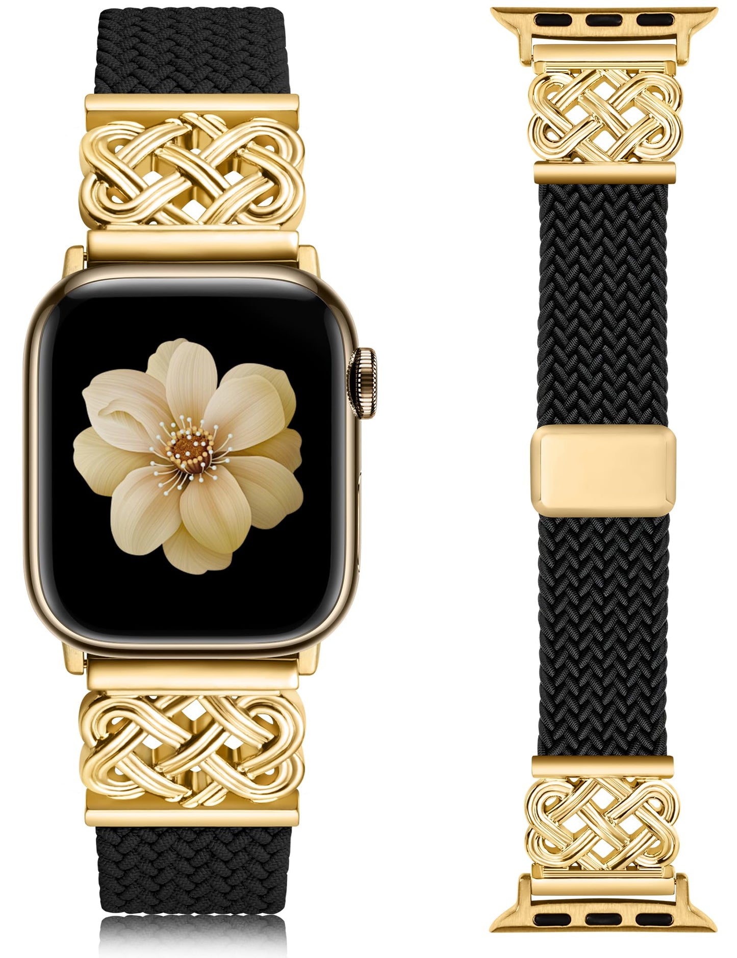 TOYOUTHS Braided Magnetic Band Compatible with Apple Watch Bands 38/40/41/42/44/45/46/49mm Women Men, Dressy Celtic Metal Stretchy Elastic Strap for iWatch Series 11 10 9 8 7 6 5 4 SE/Ultra 3 2 1
