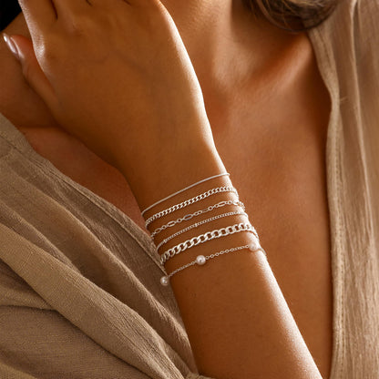 Dainty Simple Gold Bracelets for Women, Stackable Satellite Paperclip Lip Bracelet Set Tiny Lip Dot Chain Box Link for Handmade Gift Minimalist Cute Trendy Jewelry Gold Accessories for Women