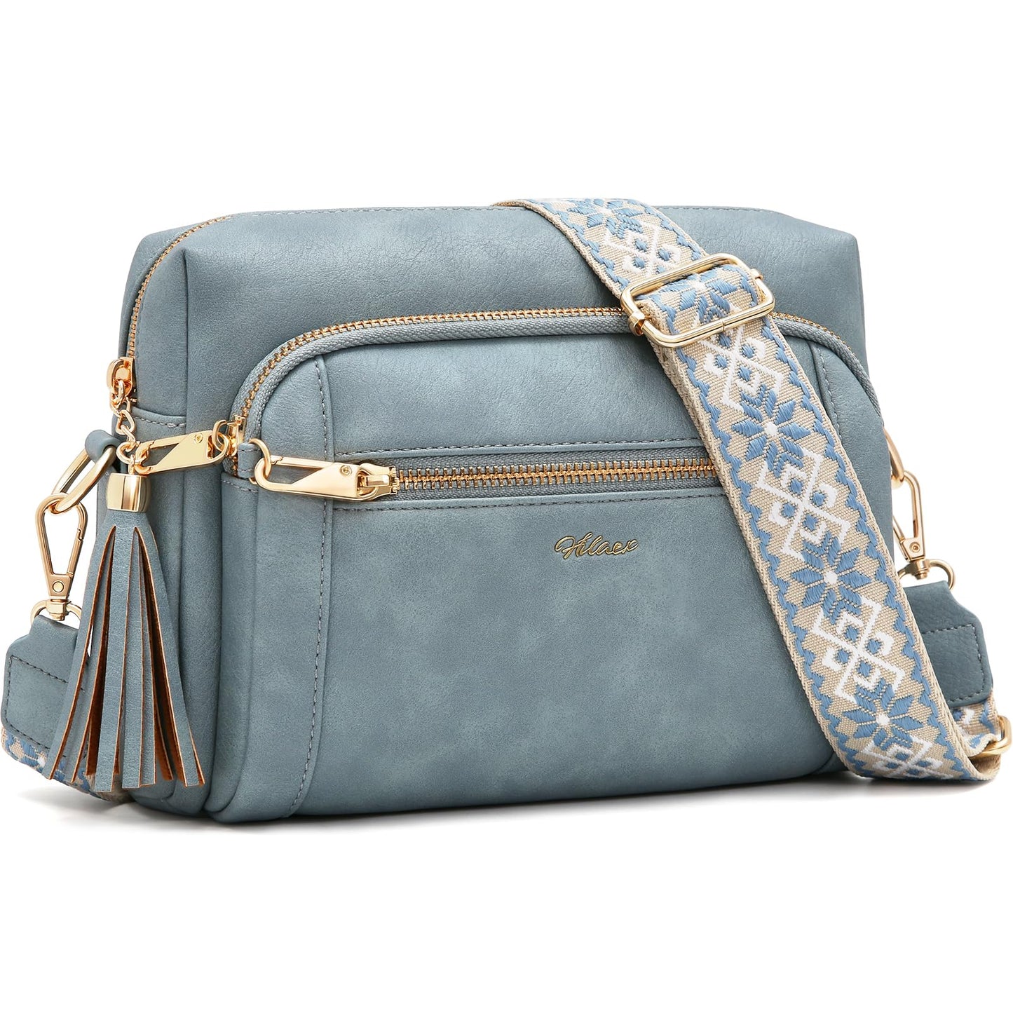Small Leather Crossbody Bags for Women Anti theft Purses and Handbag Shoulder Hangbag with Wide Strap Tassel