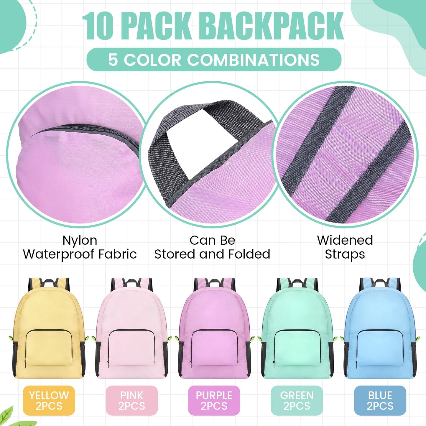 Jexine 10 Pcs Backpacks in Bulk 16.5 Inches Back Pack Basic Backpack for Adult Lightweight Outdoor Travel Book Bags(Sunny Pastel)