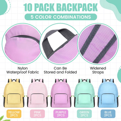 Jexine 10 Pcs Backpacks in Bulk 16.5 Inches Back Pack Basic Backpack for Adult Lightweight Outdoor Travel Book Bags(Sunny Pastel)