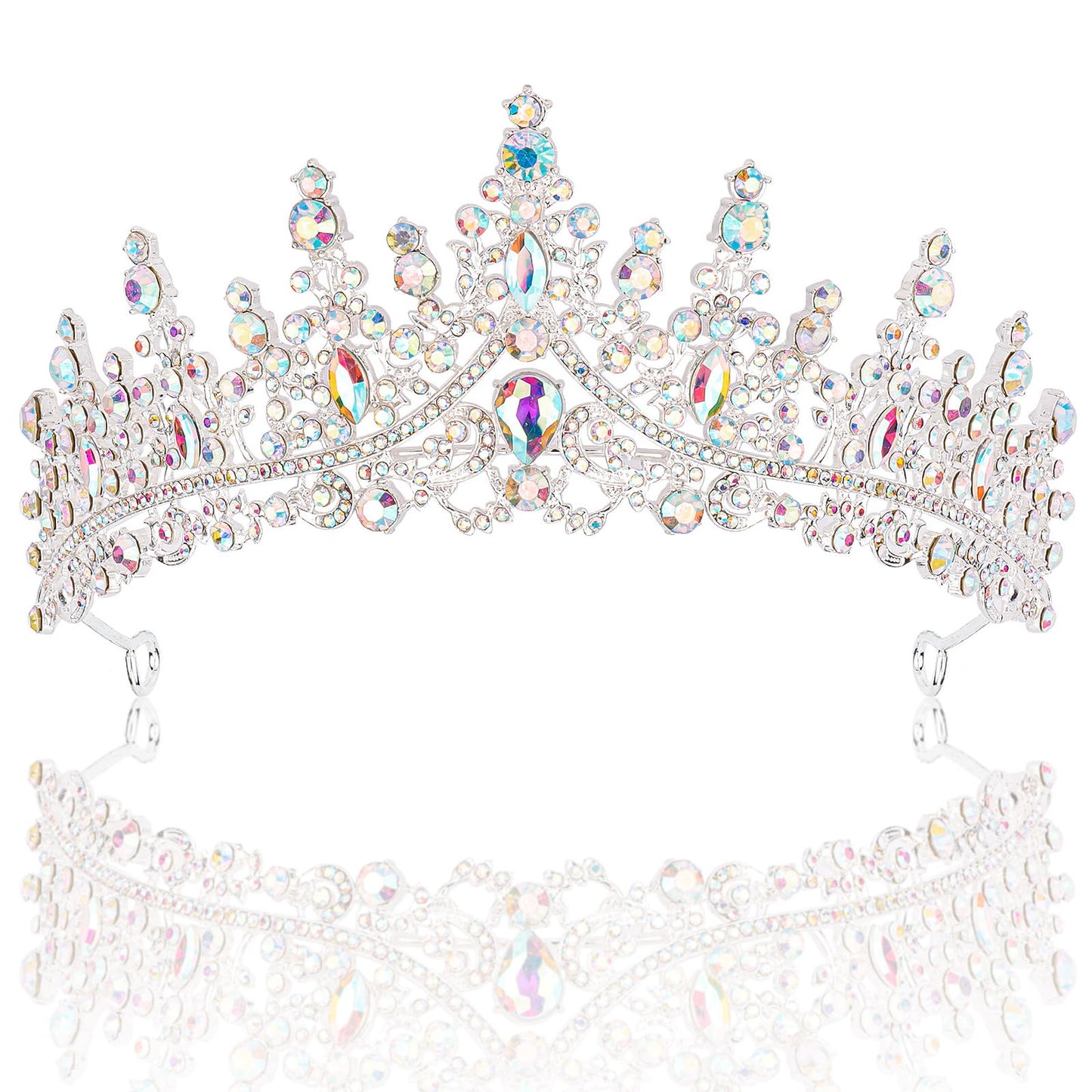 TOBATOBA Silver Wedding Crystal Tiaras and Crowns for Women, Bride Royal Queen Headband Princess Quinceanera Headpieces for Birthday Prom Pageant Party