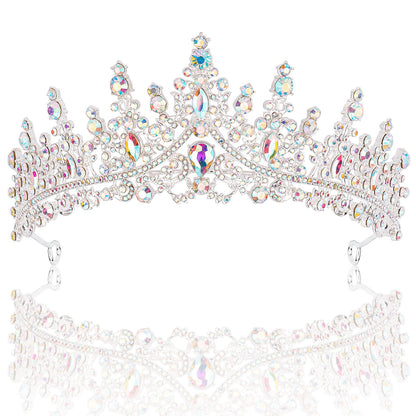 TOBATOBA Silver Wedding Crystal Tiaras and Crowns for Women, Bride Royal Queen Headband Princess Quinceanera Headpieces for Birthday Prom Pageant Party