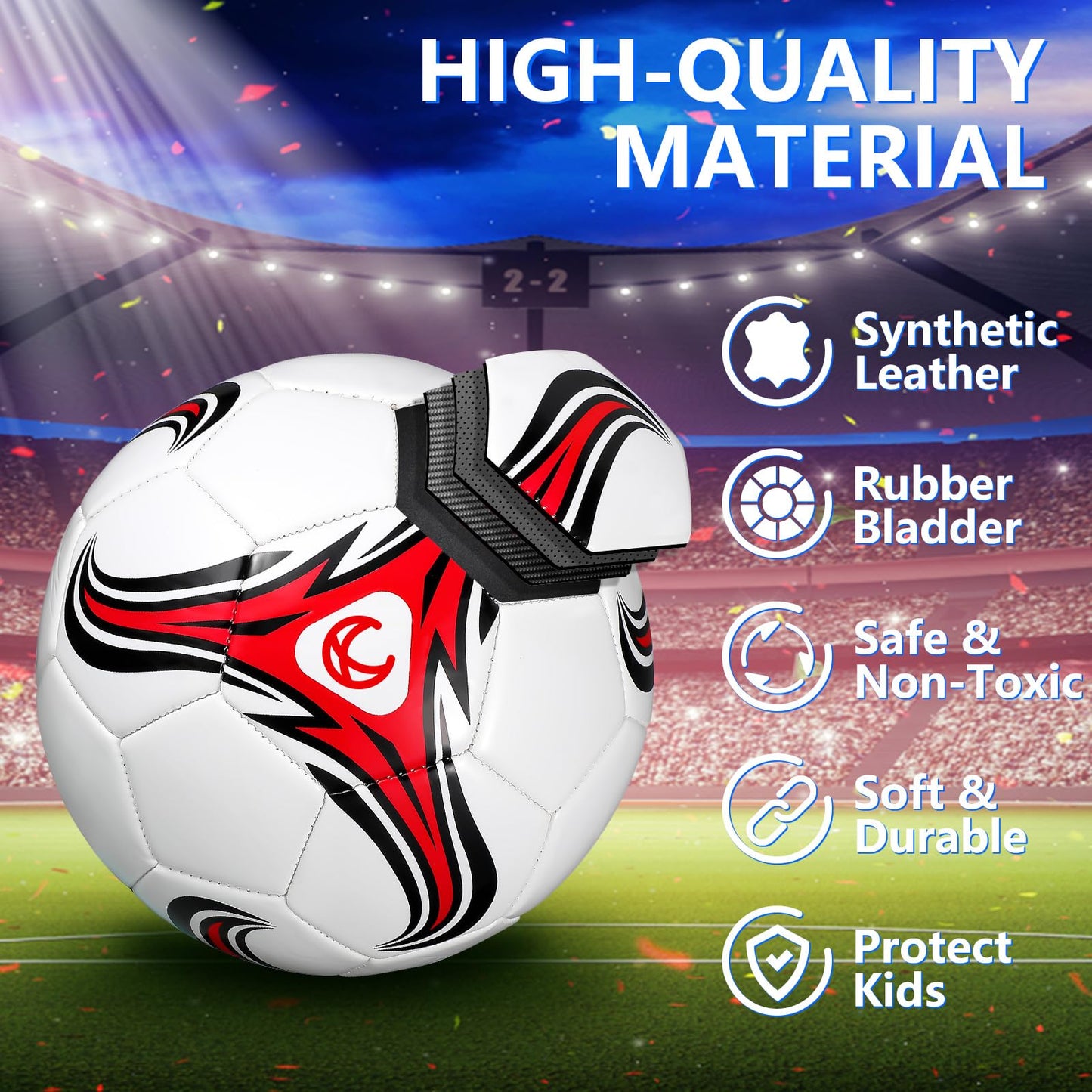 Tradder 4 Pack Soccer Ball with Pump Size 3 4 5 Deflated Soccer Ball for Outdoor Indoor Game Sport Practice Training Gift for Kid Youth Teen Adult Charity Donation