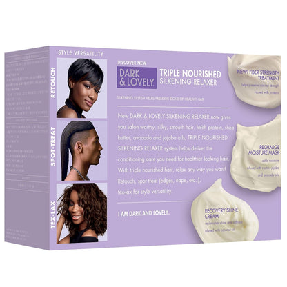 SoftSheen-Carson Dark and Lovely Triple Nourished Silkening Relaxer No-Lye Regular Strength with Shea Butter, Jojoba and Avocado Oils, Regular