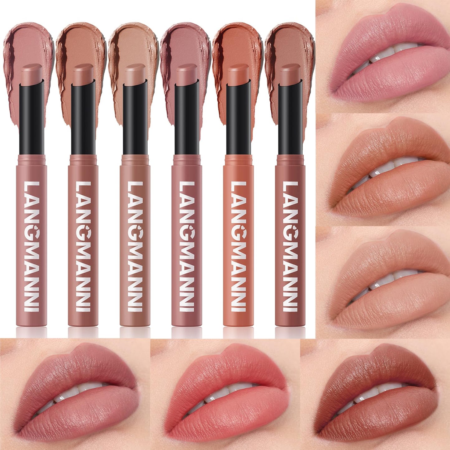 12Pcs Velvet Matte Lipstick Set, Nude to Dark Shades, Long-Lasting,Color A | Highly pigmented matte color, smooth creamy glide, waterproof wear, nude-to-dark tones, ideal for daily makeup or gifting